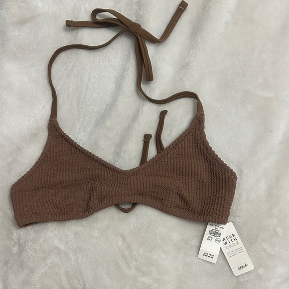 aerie Other - Aerie Chocolate Textured Scoop Bikini Top